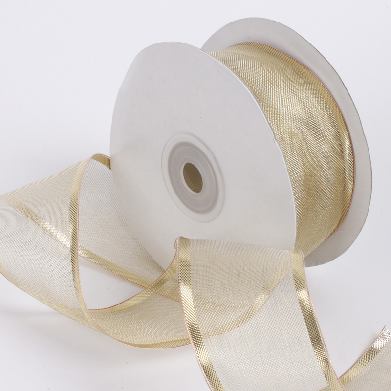 Wholesale wired ribbon gold line trim decoration